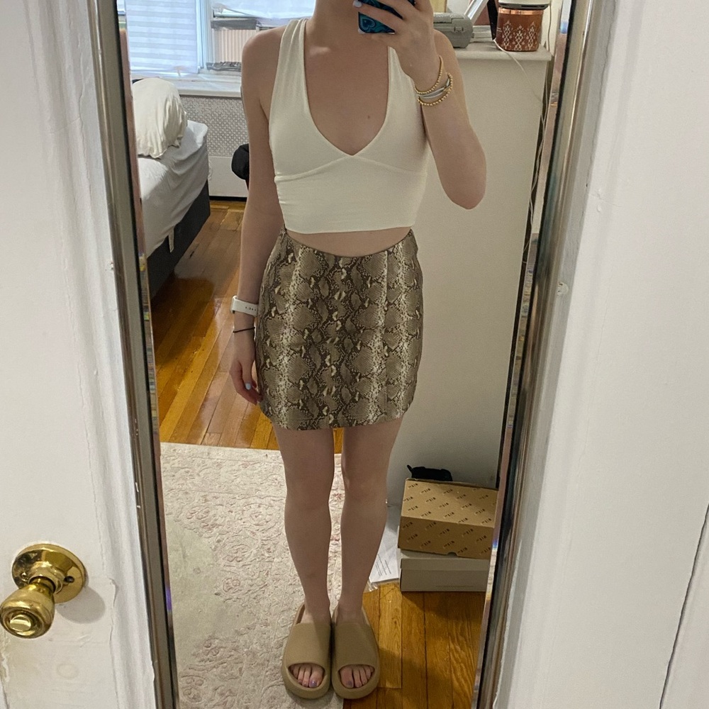 Wild Honey Snakeskin Bodycon Mini Skirt